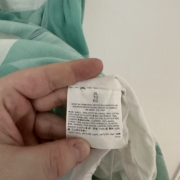 Old Navy Womens XL Aqua Green Cotton Smocked Lined Dress Casual Picnic Plaid - Picture 3 of 4